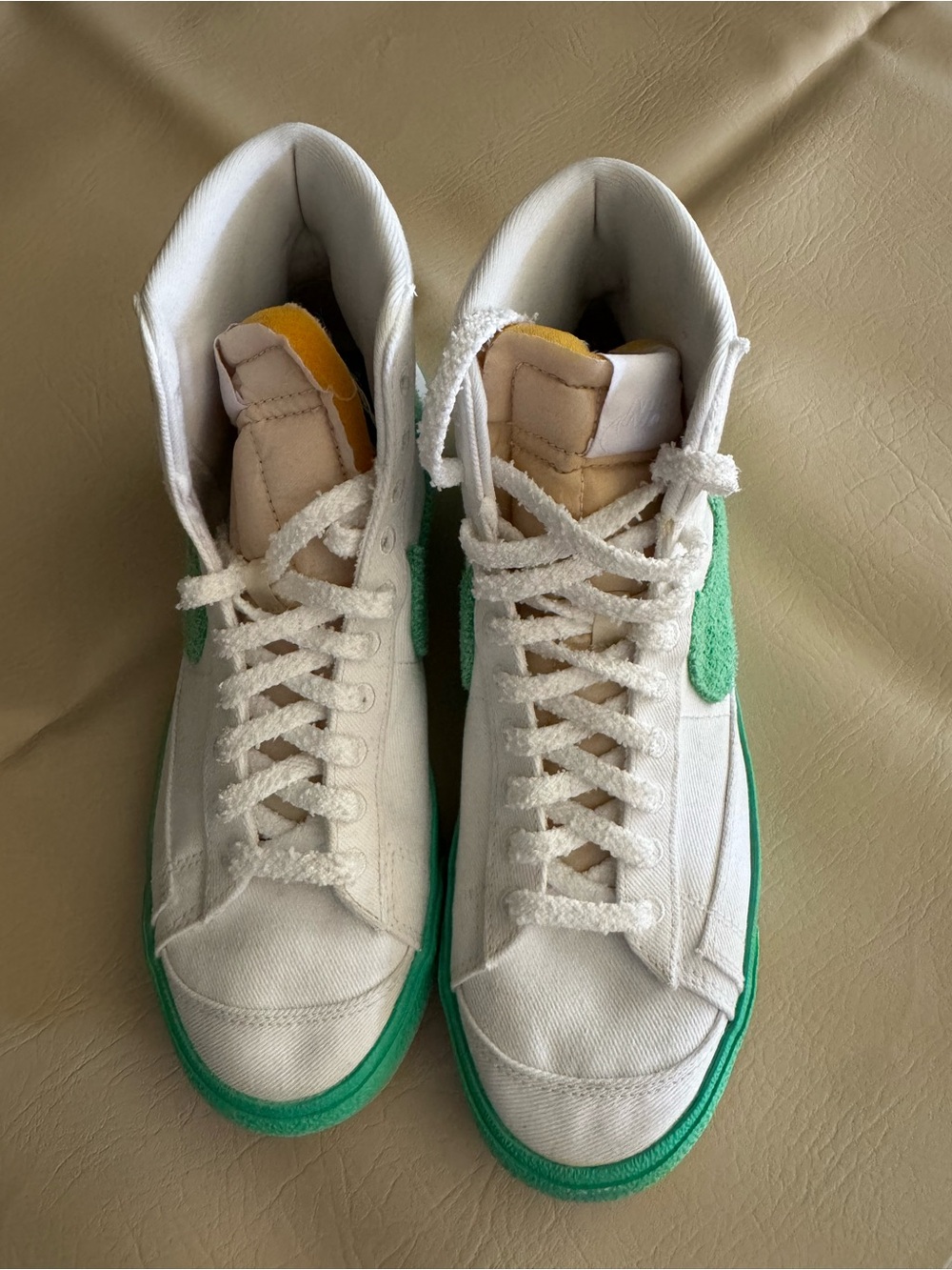 Nike Women’s White High-Top Sneakers with Green Trim